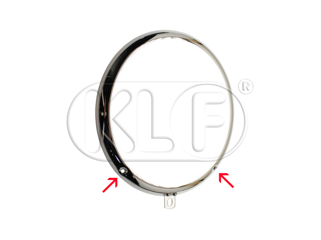 Headlight Ring chrome, adjusting holes at 5 and 7 o`clock, year thru 7/67
