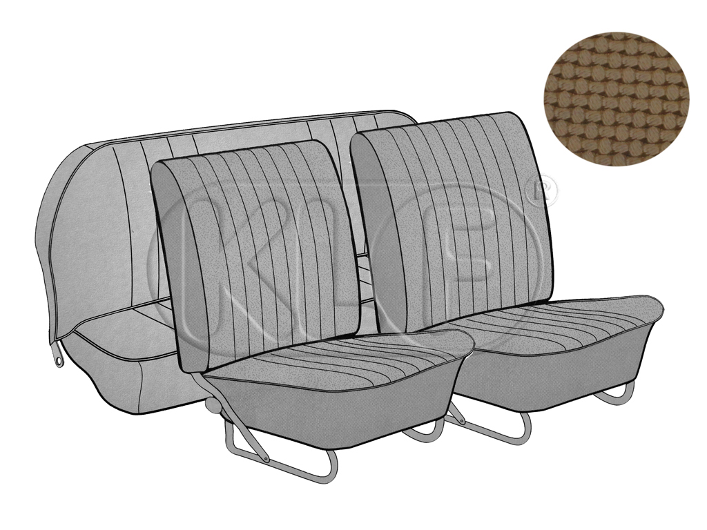 Seat Covers, front+rear, Basket, year 12/66-7/72, sedan, tan, european style
