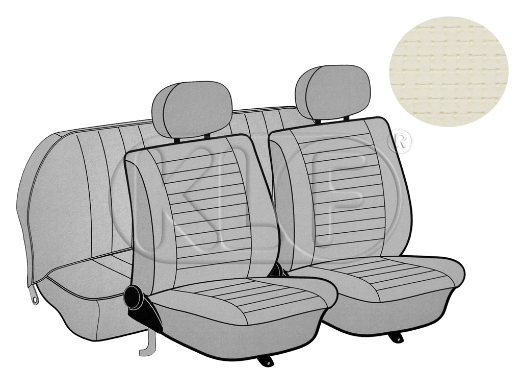 Seat Covers, front+rear, square weave, ye sedan, creme white