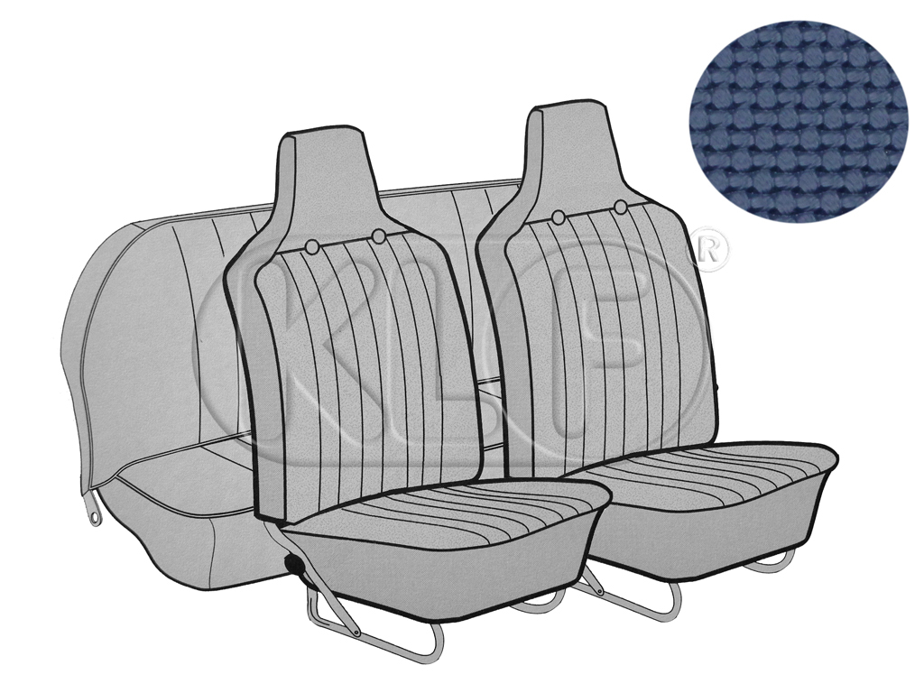 Seat Covers, front+rear, Basket, year 8/6 sedan, blue with integrated headrest