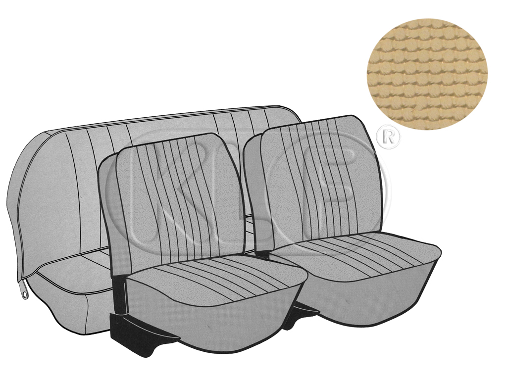 Seat Covers, front+rear, Basket, year 8/72-7/73 sedan, saddle